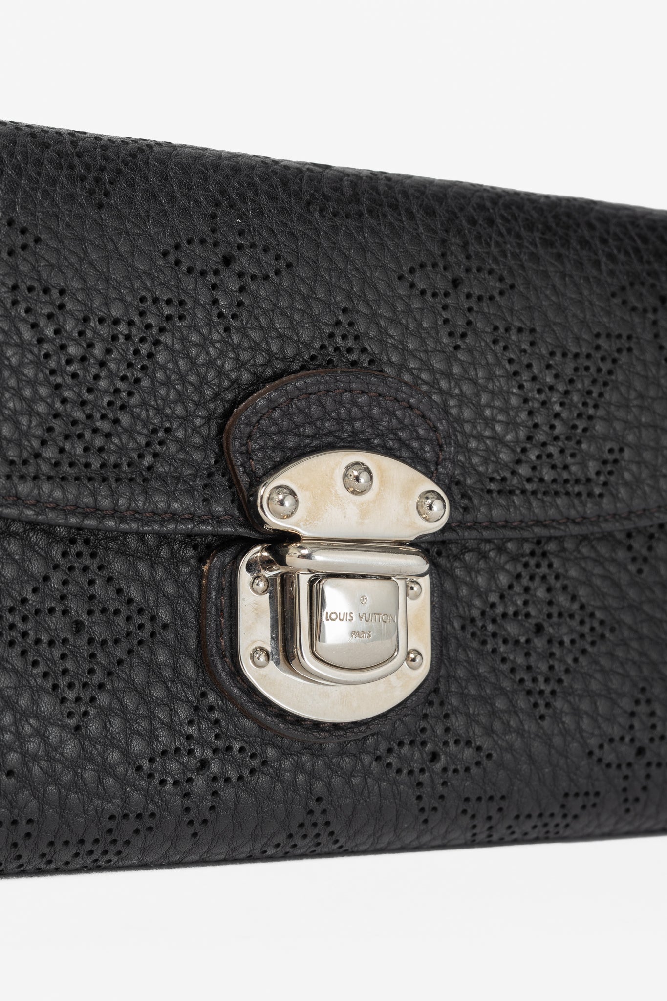 Louis Vuitton Amelia Black Mahina Perforated Leather Wallet