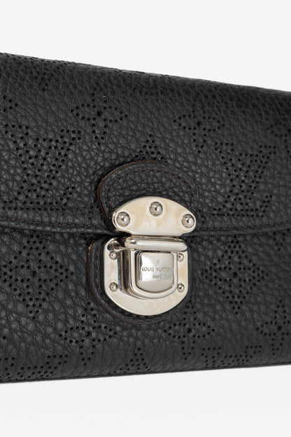 Louis Vuitton Amelia Black Mahina Perforated Leather Wallet