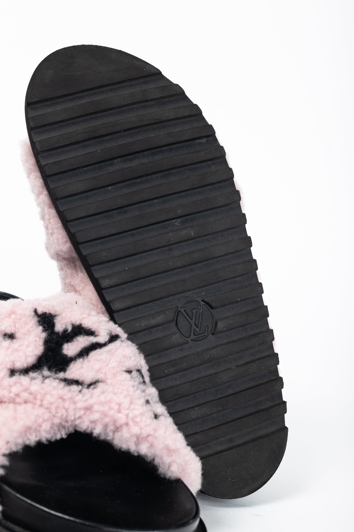 Louis Vuitton Paseo Pink Shearling Monogram Slingback Sandals