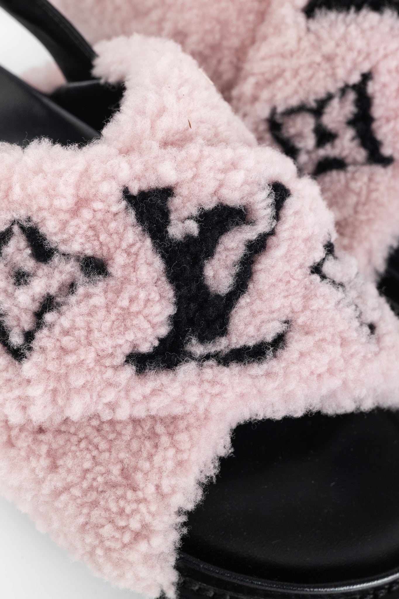 Louis Vuitton Paseo Pink Shearling Monogram Slingback Sandals