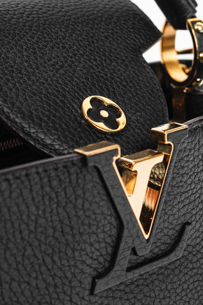 Louis Vuitton Capucines MM Black Taurillon Leather Handbag