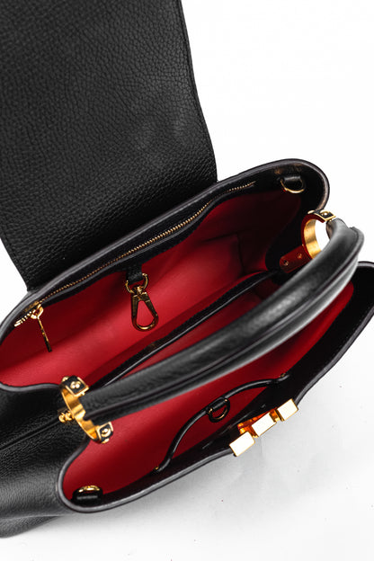 Louis Vuitton Capucines MM Black Taurillon Leather Handbag