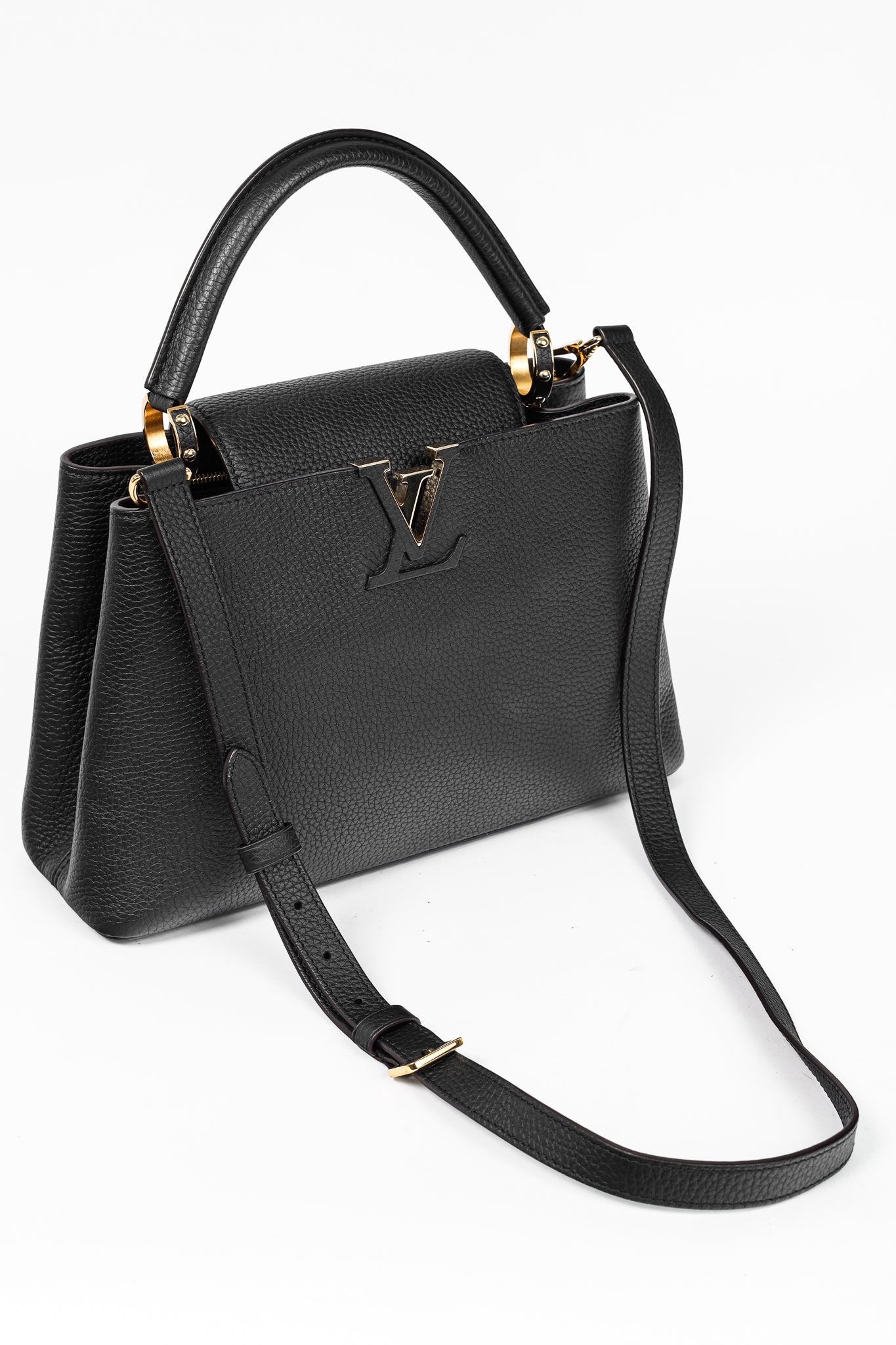 Louis Vuitton Capucines MM Black Taurillon Leather Handbag