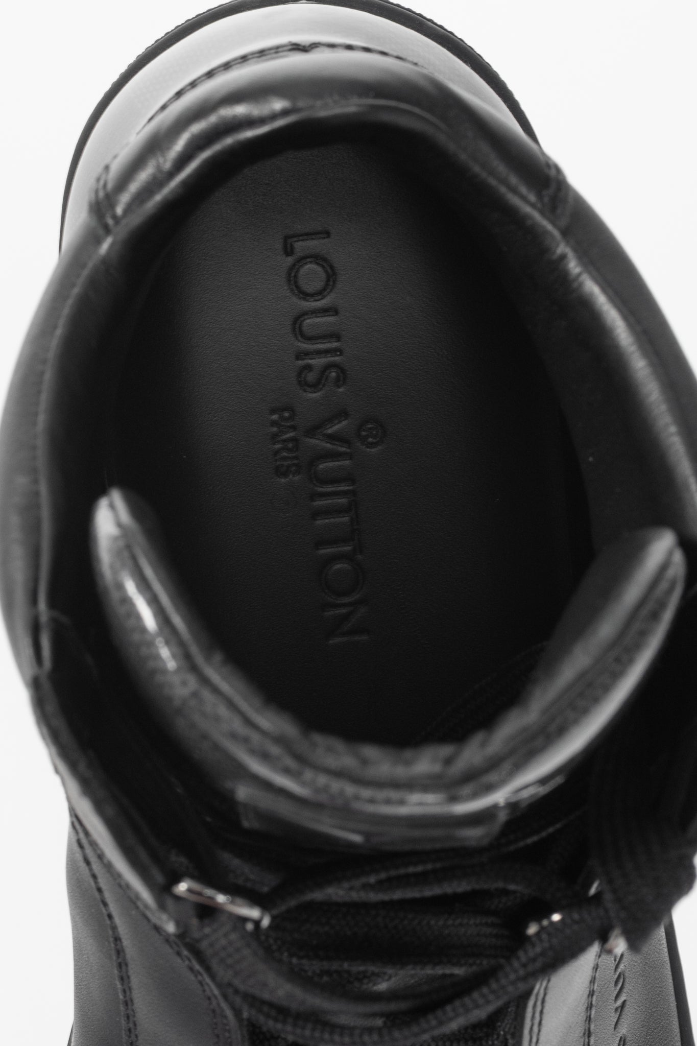 Louis Vuitton Speaker Black Leather & Damier High-Top Sneakers