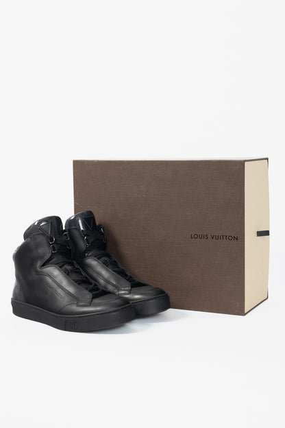 Louis Vuitton Speaker Black Leather & Damier High-Top Sneakers