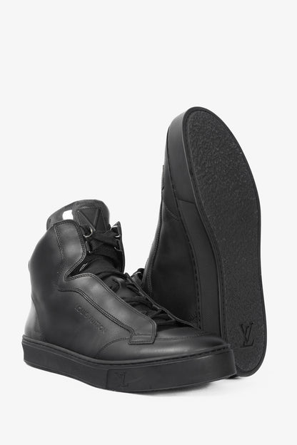Louis Vuitton Speaker Black Leather & Damier High-Top Sneakers