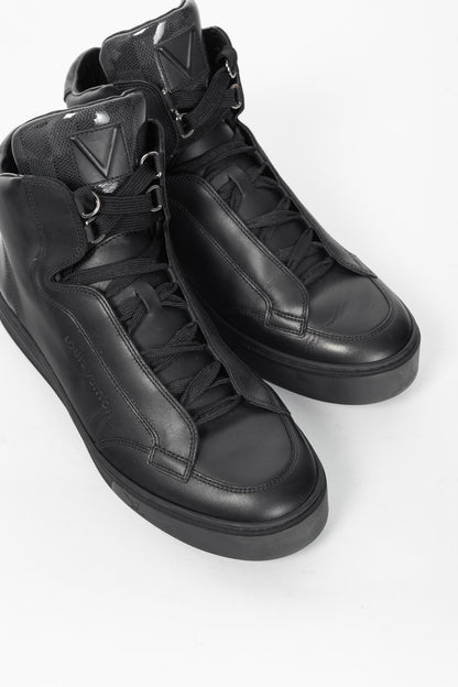 Louis Vuitton Speaker Black Leather & Damier High-Top Sneakers