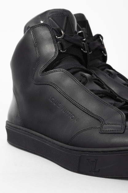 Louis Vuitton Speaker Black Leather & Damier High-Top Sneakers