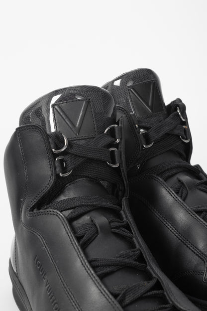 Louis Vuitton Speaker Black Leather & Damier High-Top Sneakers