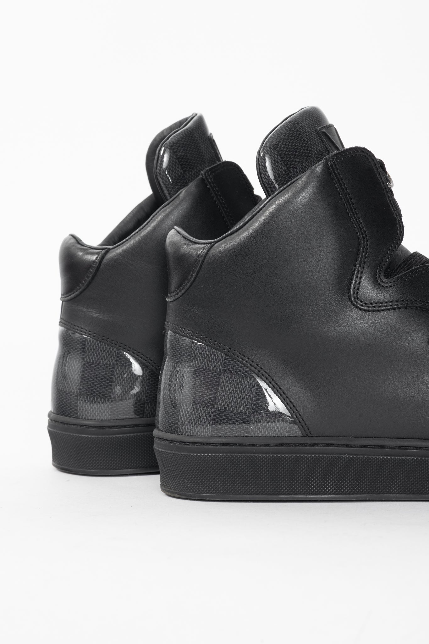 Louis Vuitton Speaker Black Leather & Damier High-Top Sneakers