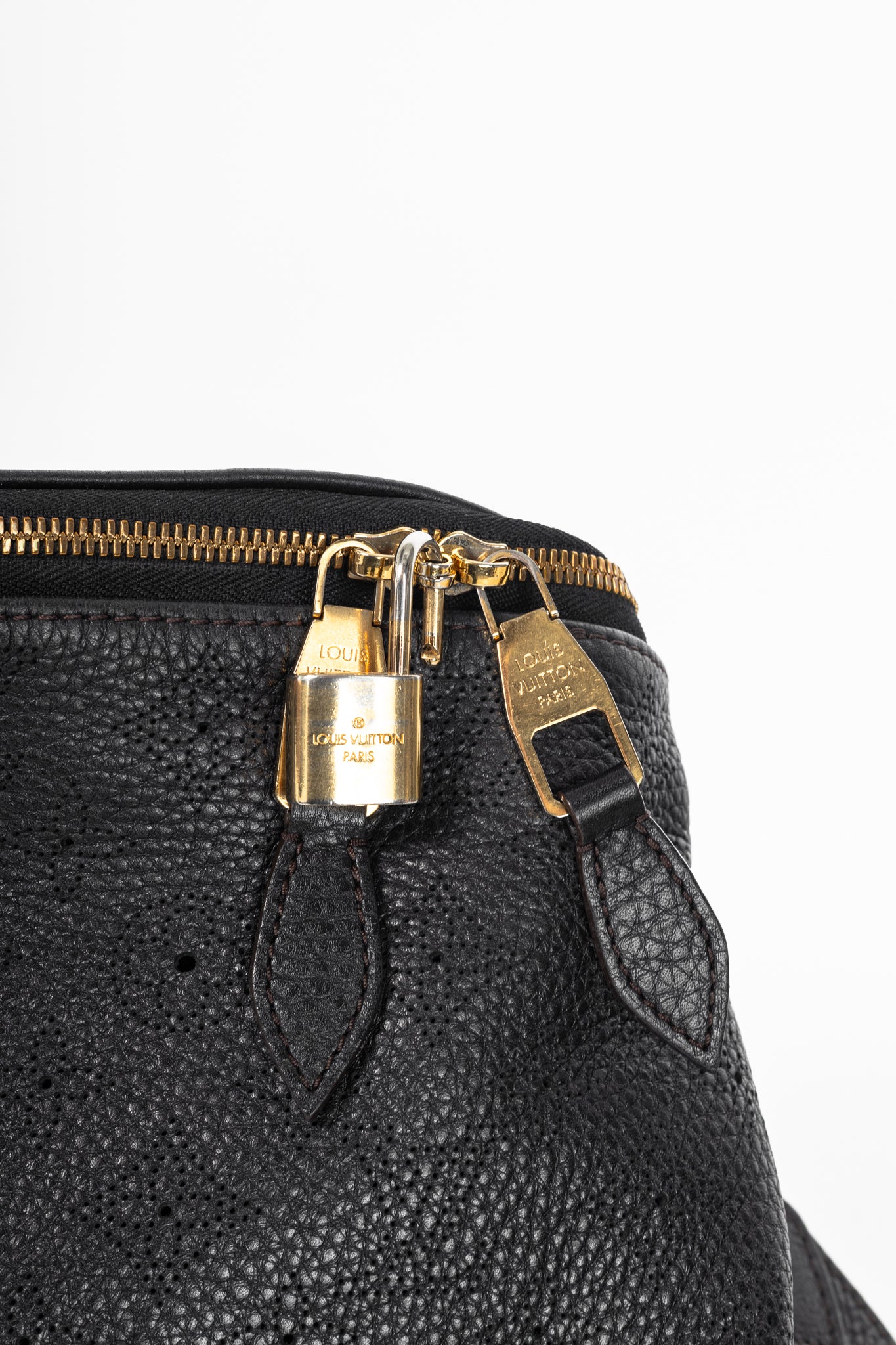 Louis Vuitton Selene MM Black Mahina Leather Hobo