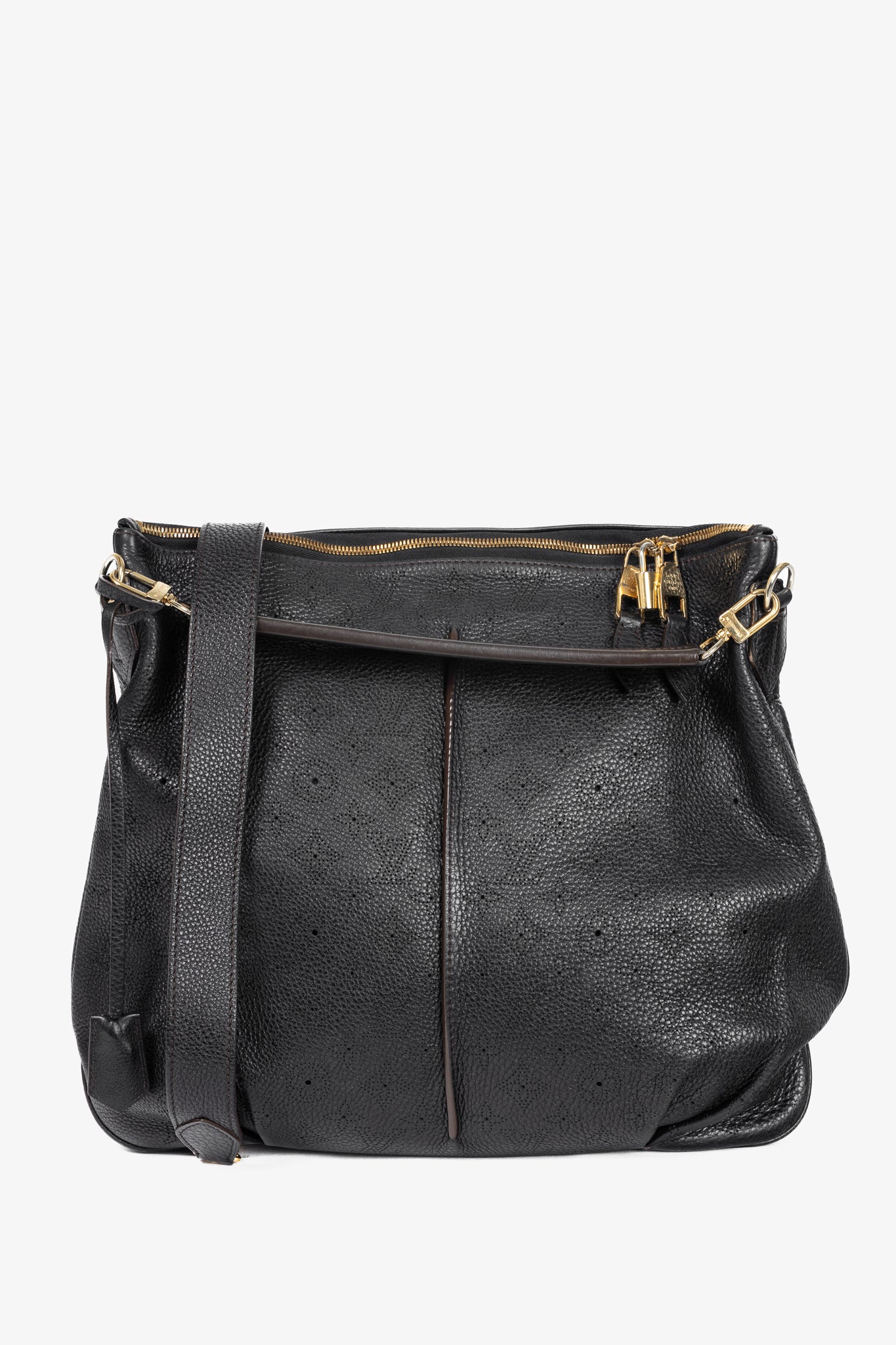 Louis Vuitton Selene MM Black Mahina Leather Hobo