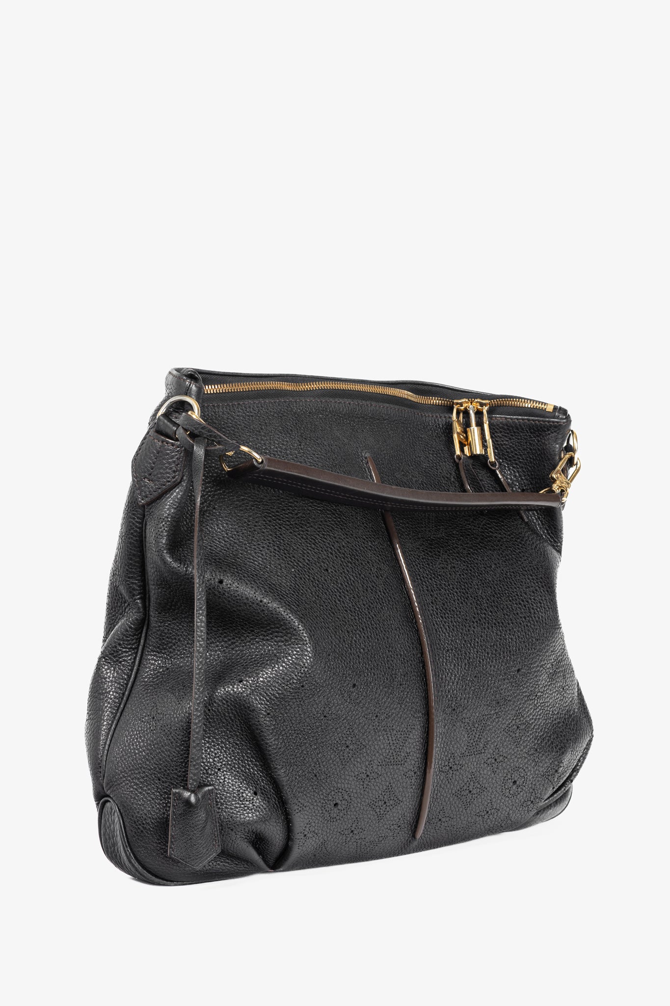 Louis Vuitton Selene MM Black Mahina Leather Hobo