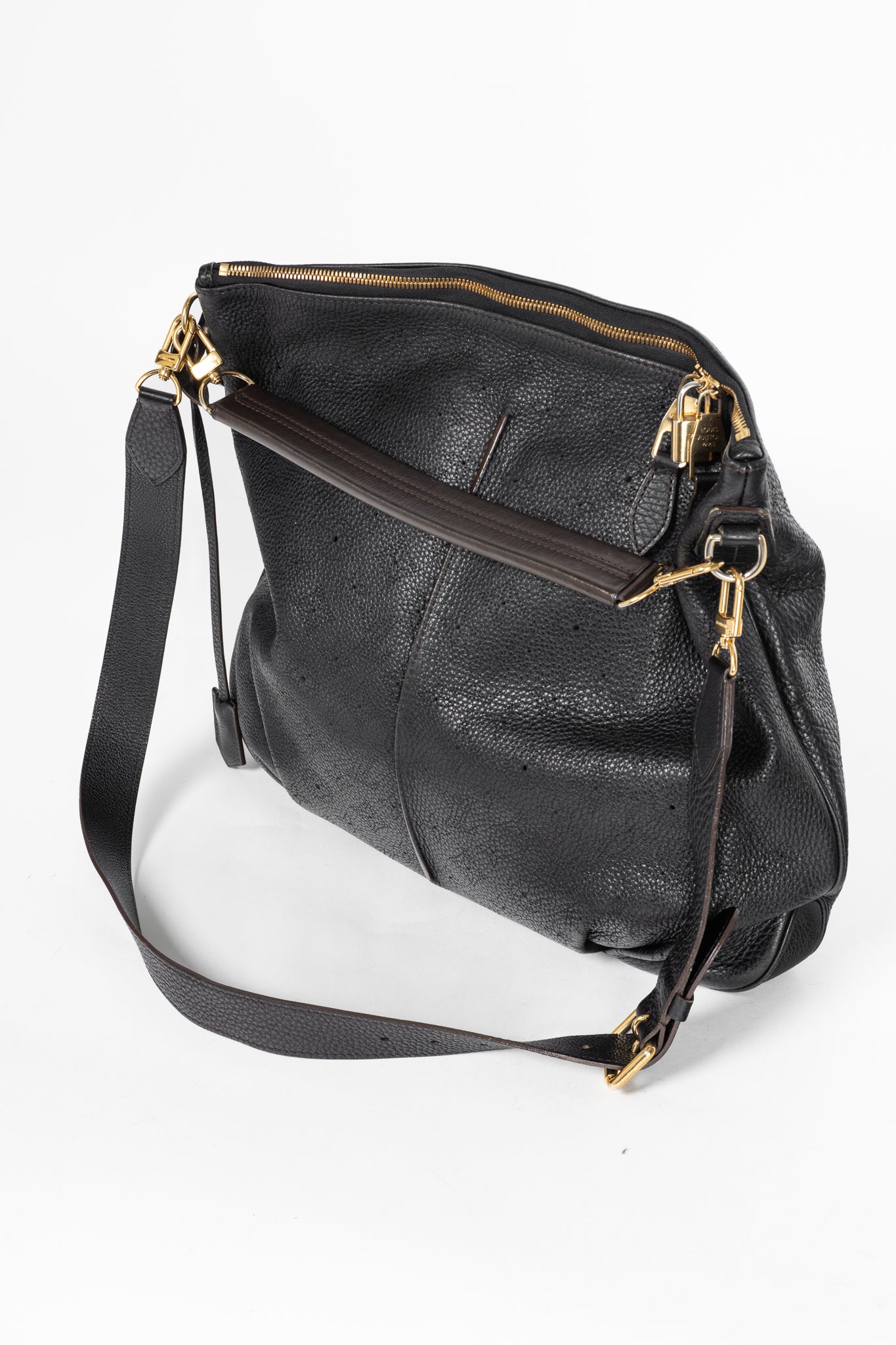 Louis Vuitton Selene MM Black Mahina Leather Hobo