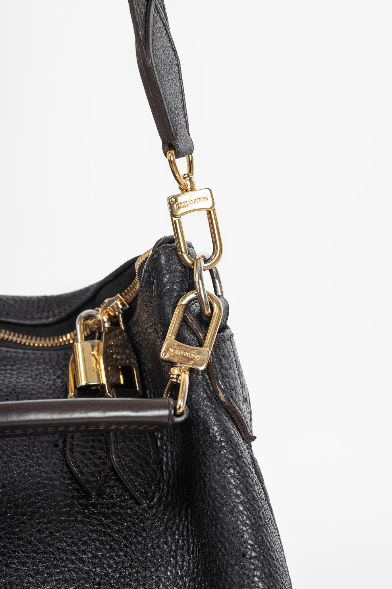 Louis Vuitton Selene MM Black Mahina Leather Hobo