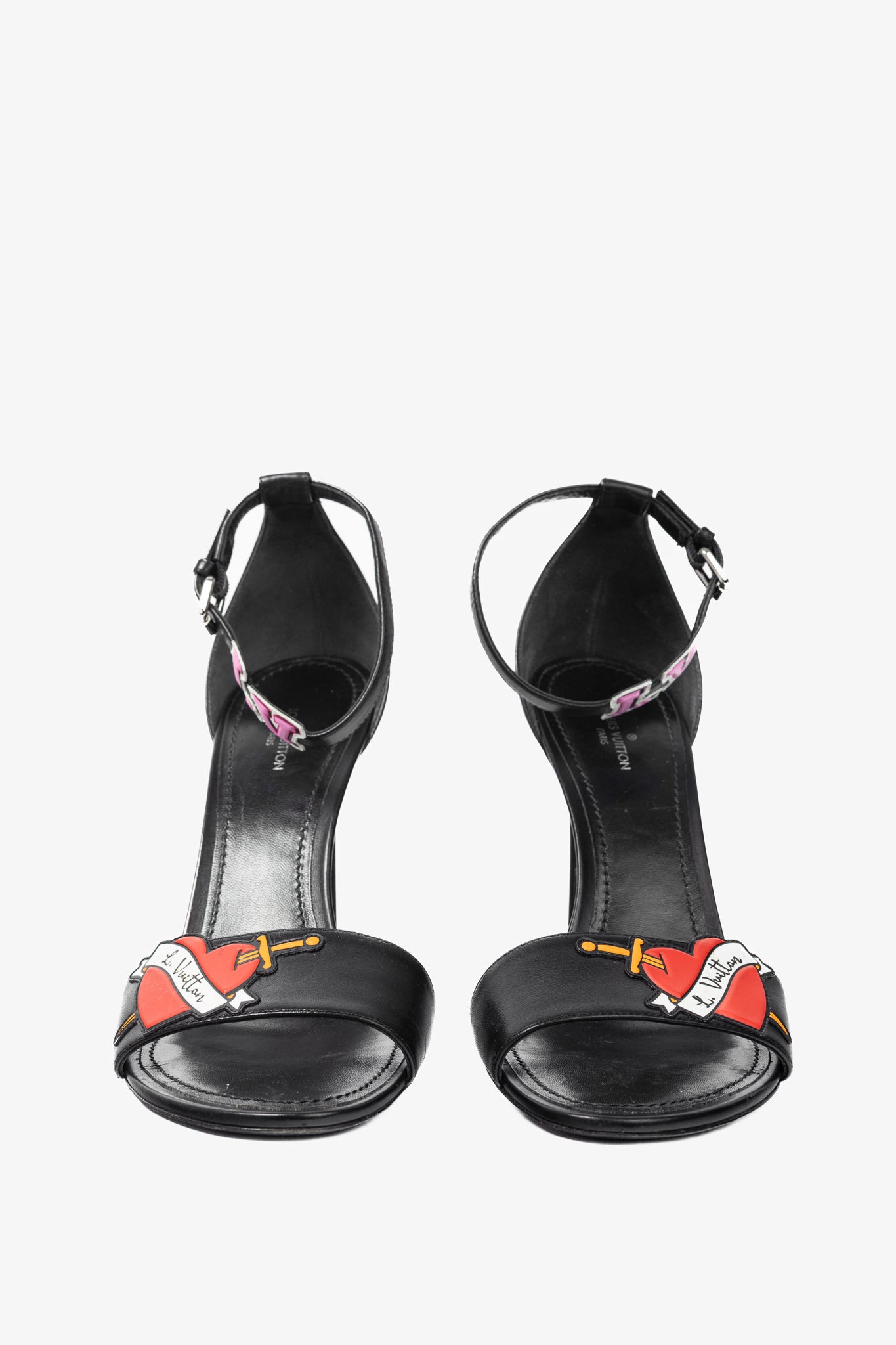 Louis Vuitton Black Leather LV Patch Sandals