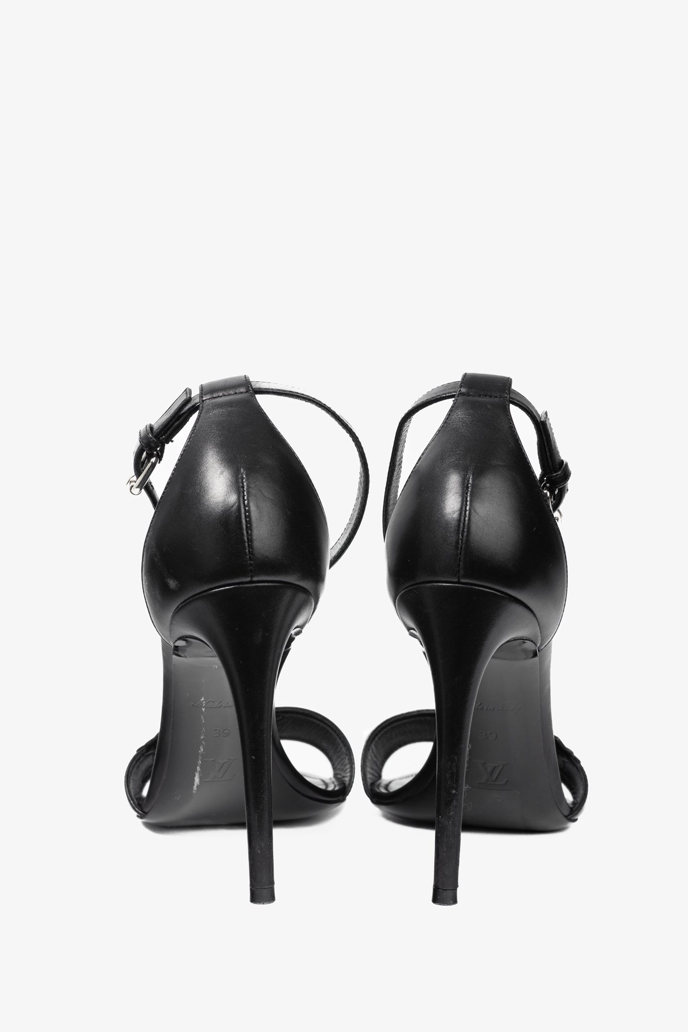 Louis Vuitton Black Leather LV Patch Sandals