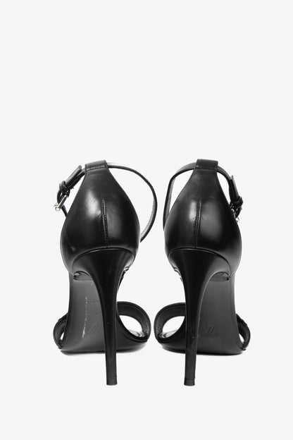 Louis Vuitton Black Leather LV Patch Sandals