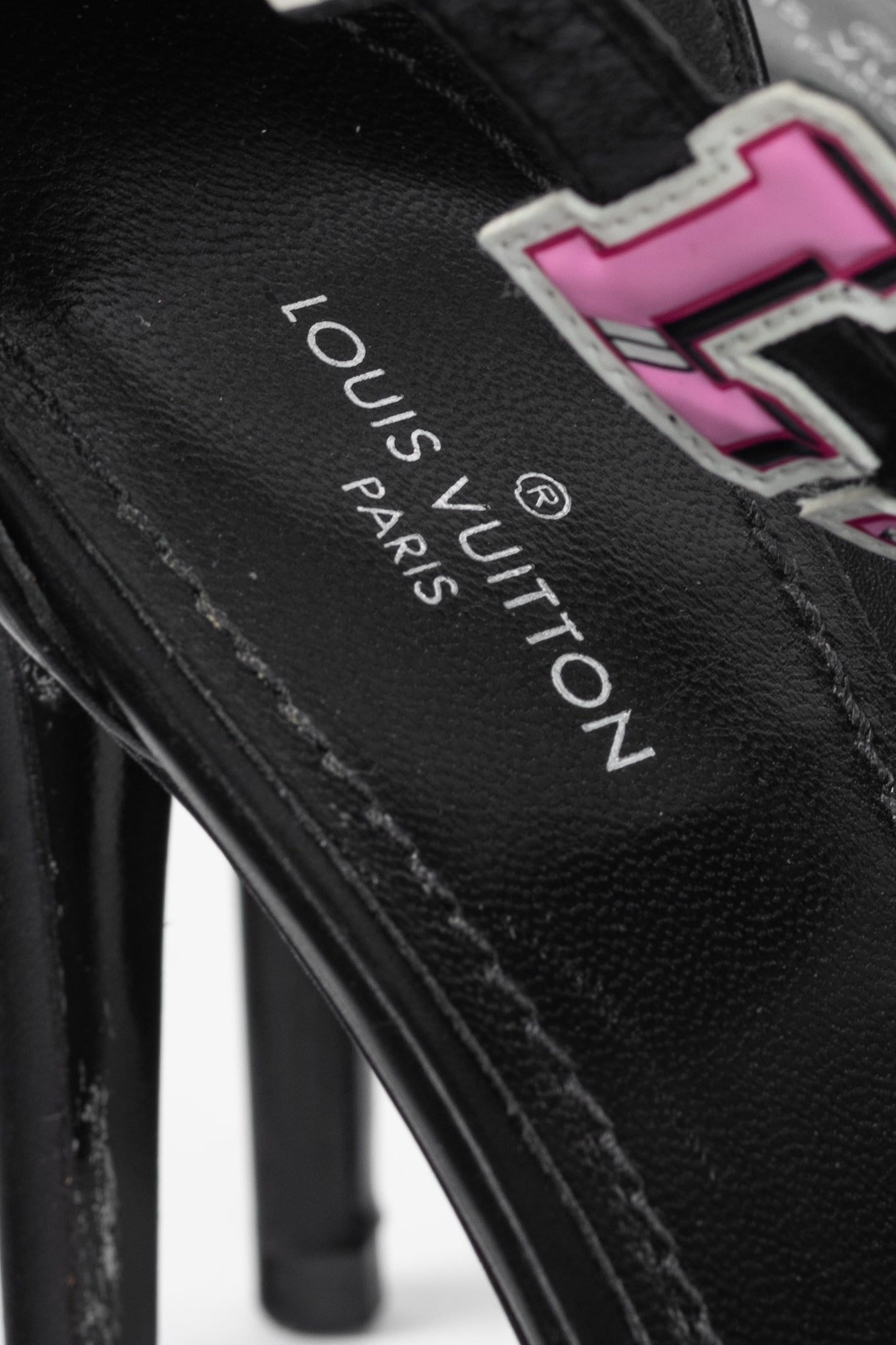 Louis Vuitton Black Leather LV Patch Sandals