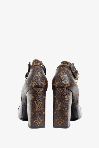 Louis Vuitton Matchmake Black Leather & Monogram Canvas Crossover Pumps