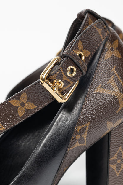 Louis Vuitton Matchmake Black Leather & Monogram Canvas Crossover Pumps