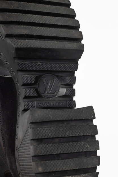 Louis Vuitton Laureate Black Suede & Monogram-Leather Platform Chelsea Boot