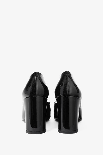 Louis Vuitton Black Patent Leather Embellished-Buckle Pumps