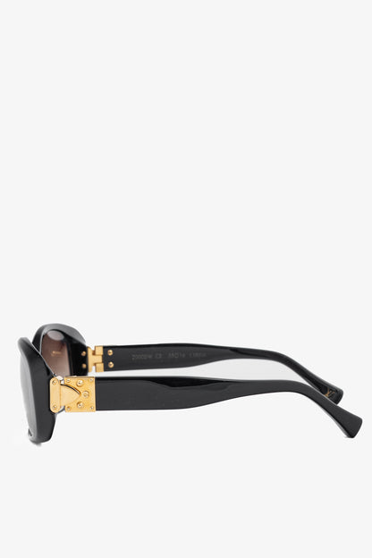 Louis Vuitton Z0005W Black Acetate Gold-Tone-Hinge Rectangular Sunglasses