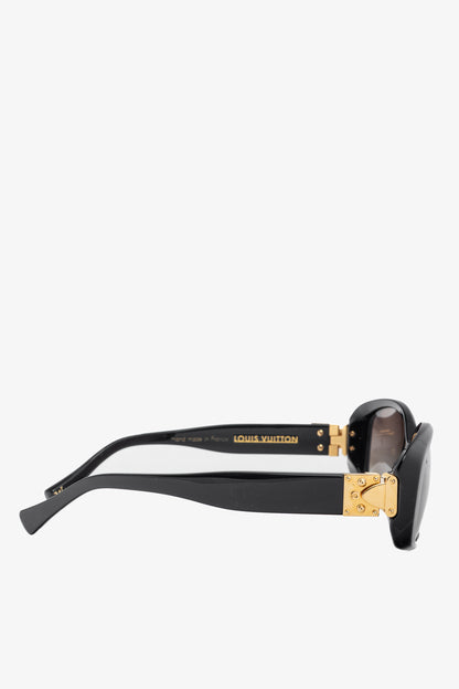 Louis Vuitton Z0005W Black Acetate Gold-Tone-Hinge Rectangular Sunglasses