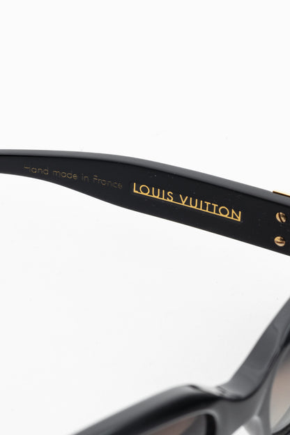 Louis Vuitton Z0005W Black Acetate Gold-Tone-Hinge Rectangular Sunglasses