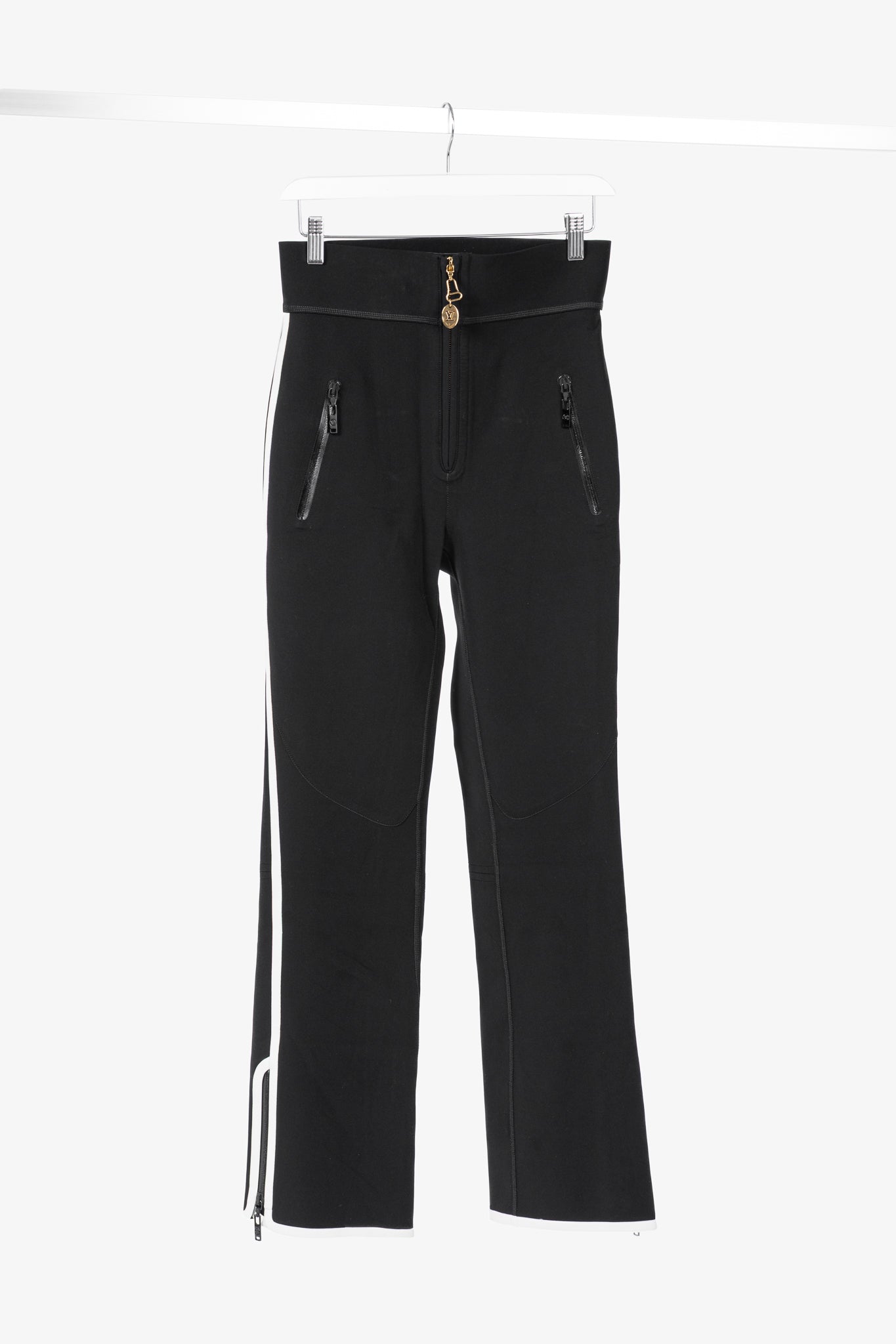 Louis Vuitton Black Stretch Piped Flared Pants