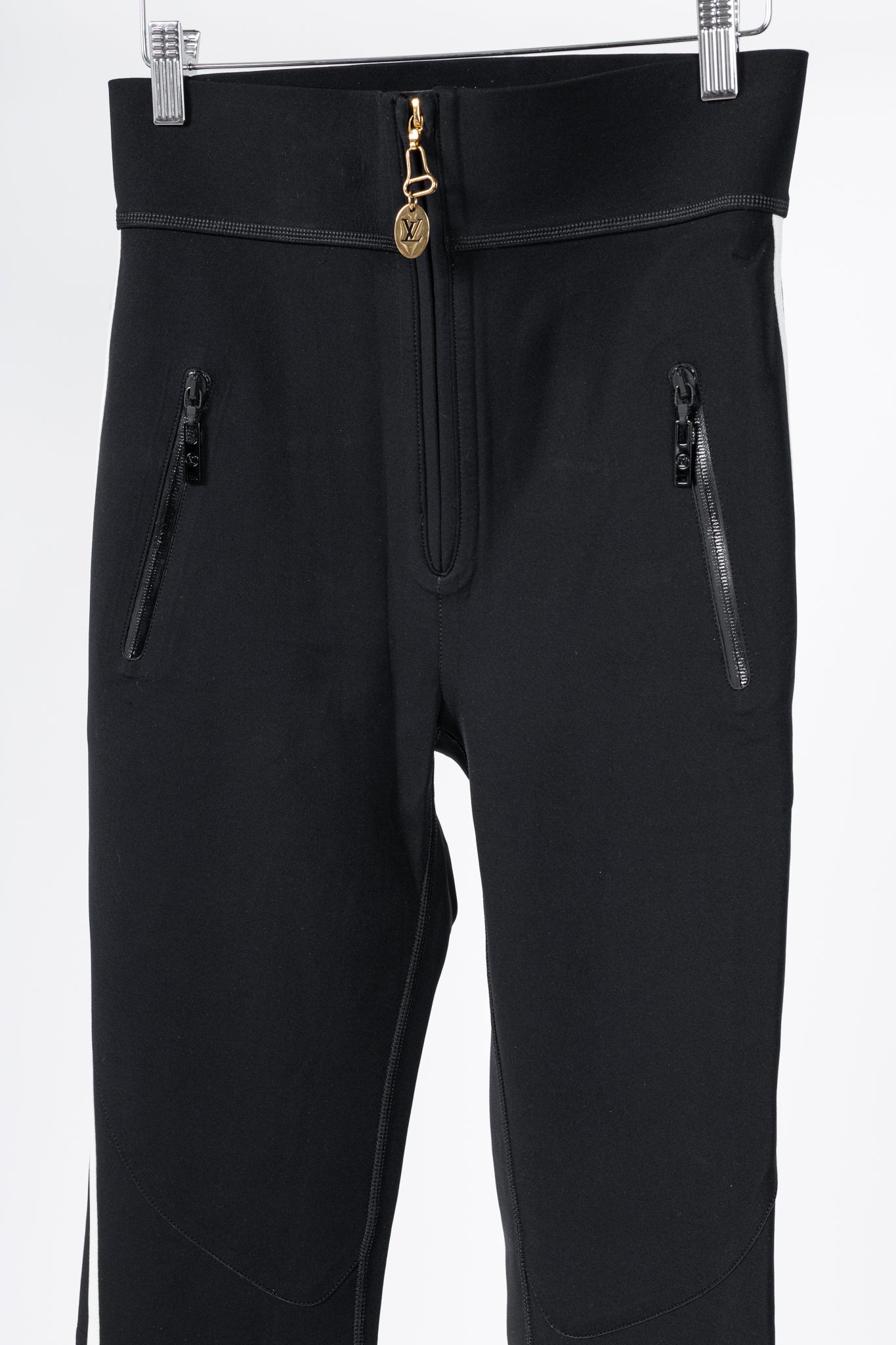Louis Vuitton Black Stretch Piped Flared Pants