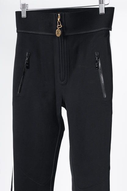 Louis Vuitton Black Stretch Piped Flared Pants