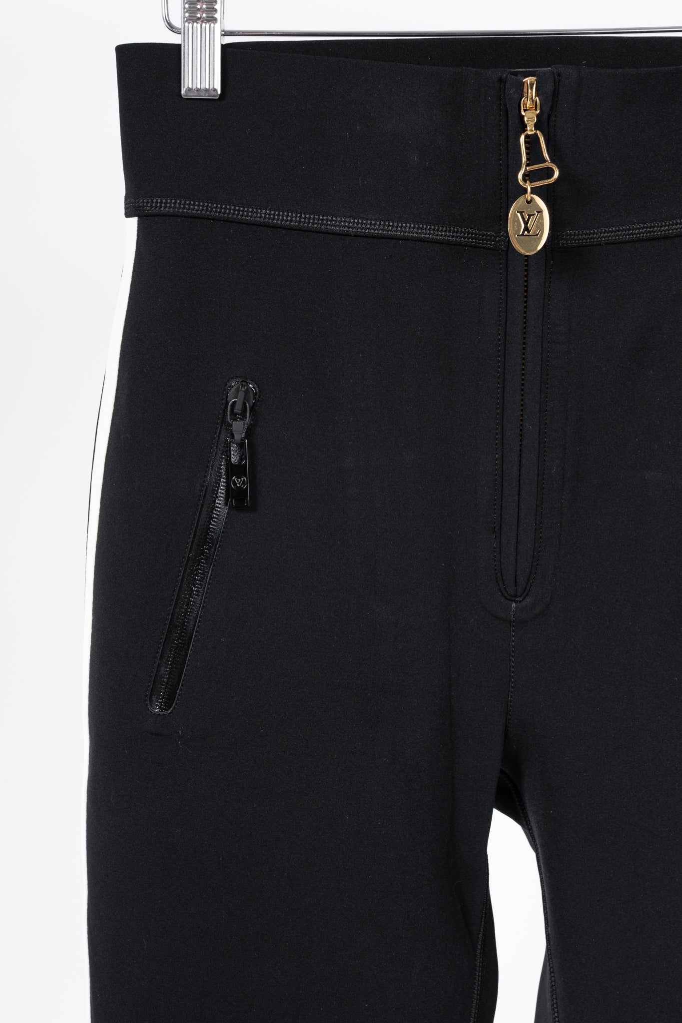 Louis Vuitton Black Stretch Piped Flared Pants
