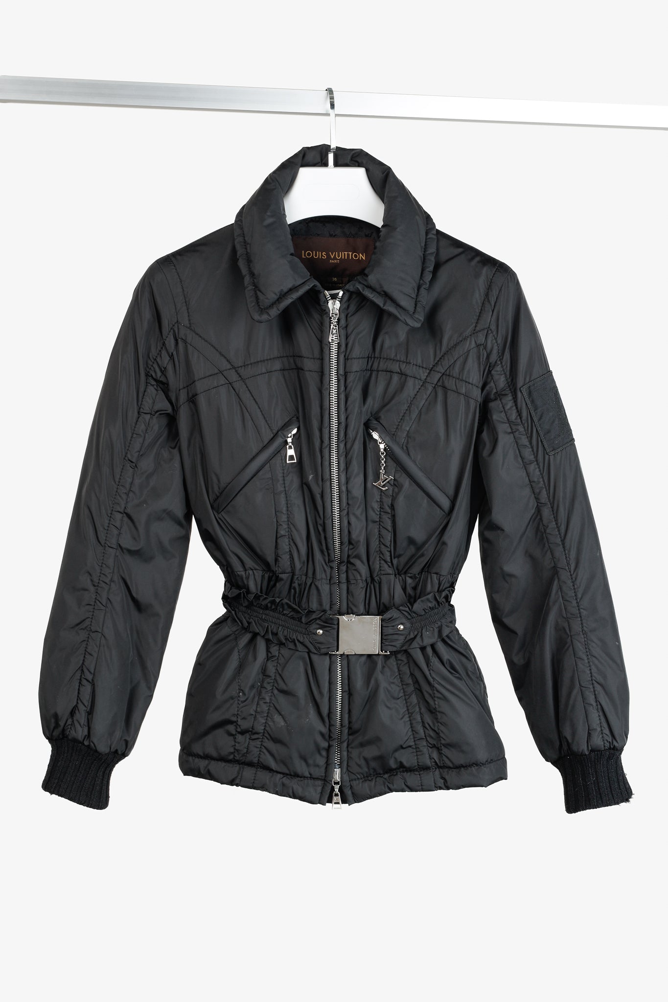 Louis Vuitton Black Belted Patch Goose-Feather-Fill Puffer Jacket