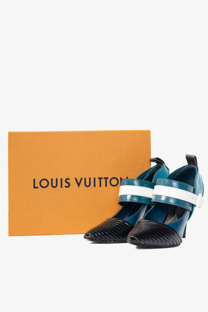 Louis Vuitton AW15 Runway Blue & Black Colourblock Mary Jane Heels