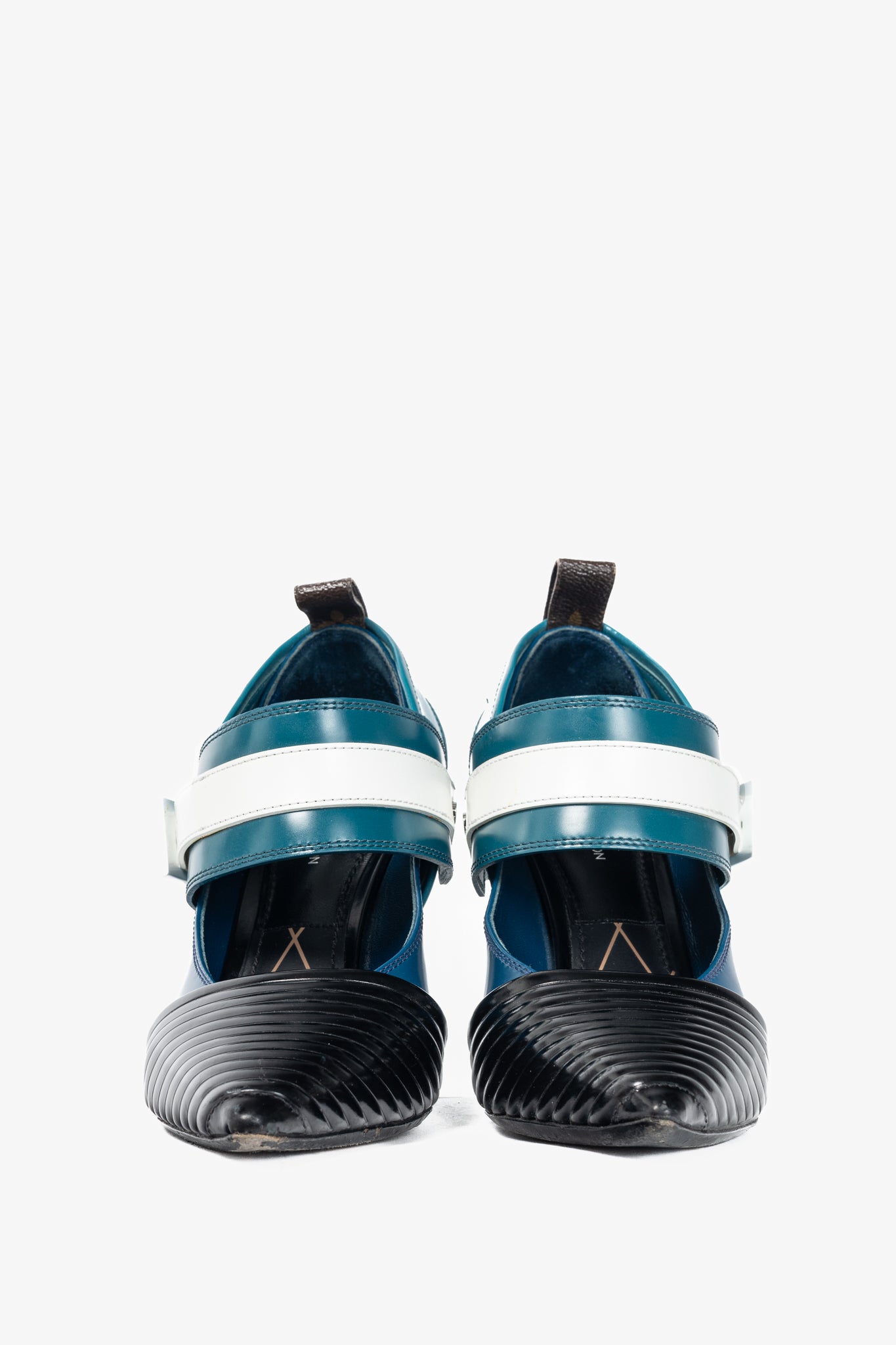 Louis Vuitton AW15 Runway Blue & Black Colourblock Mary Jane Heels