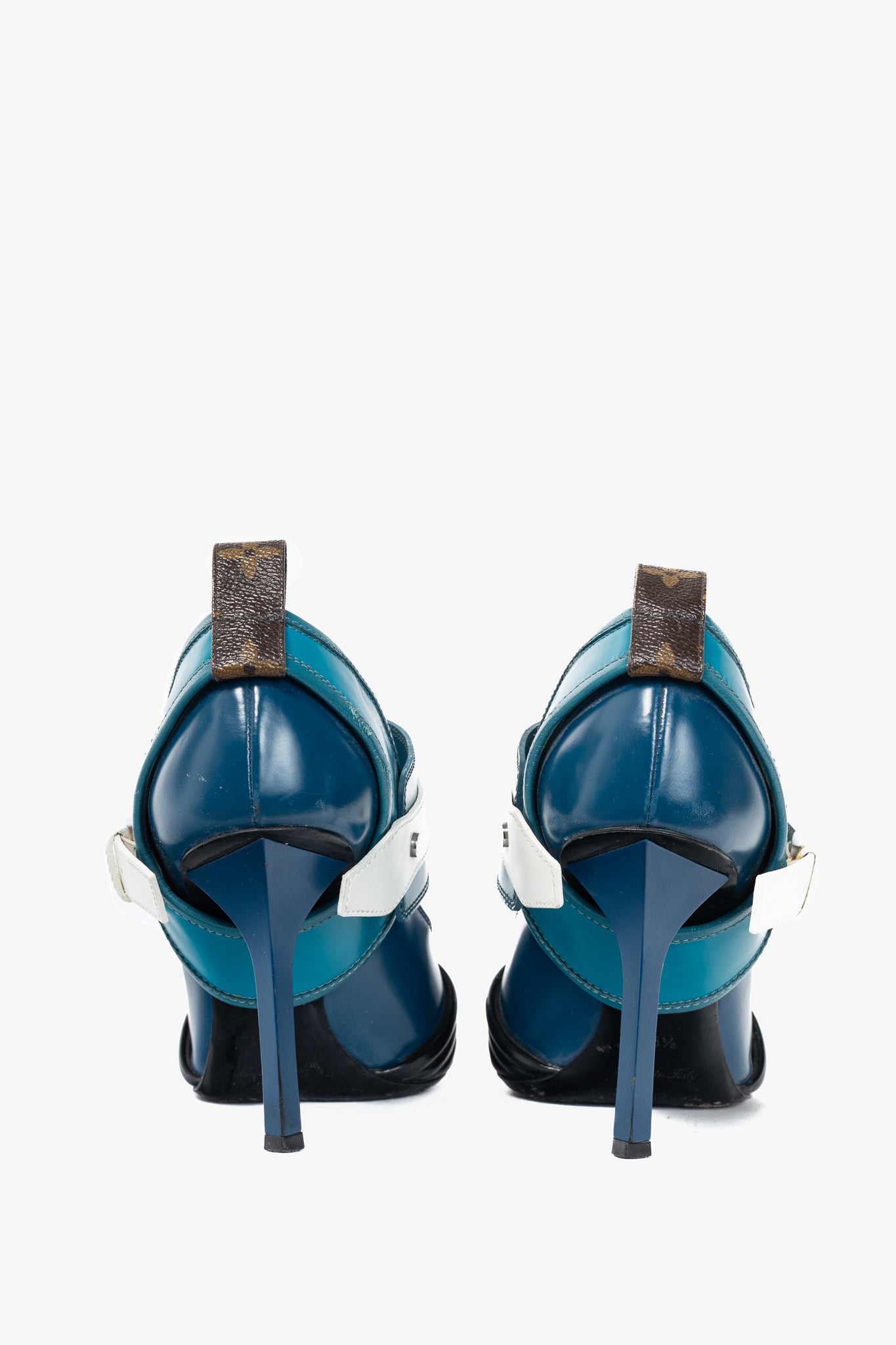 Louis Vuitton AW15 Runway Blue & Black Colourblock Mary Jane Heels