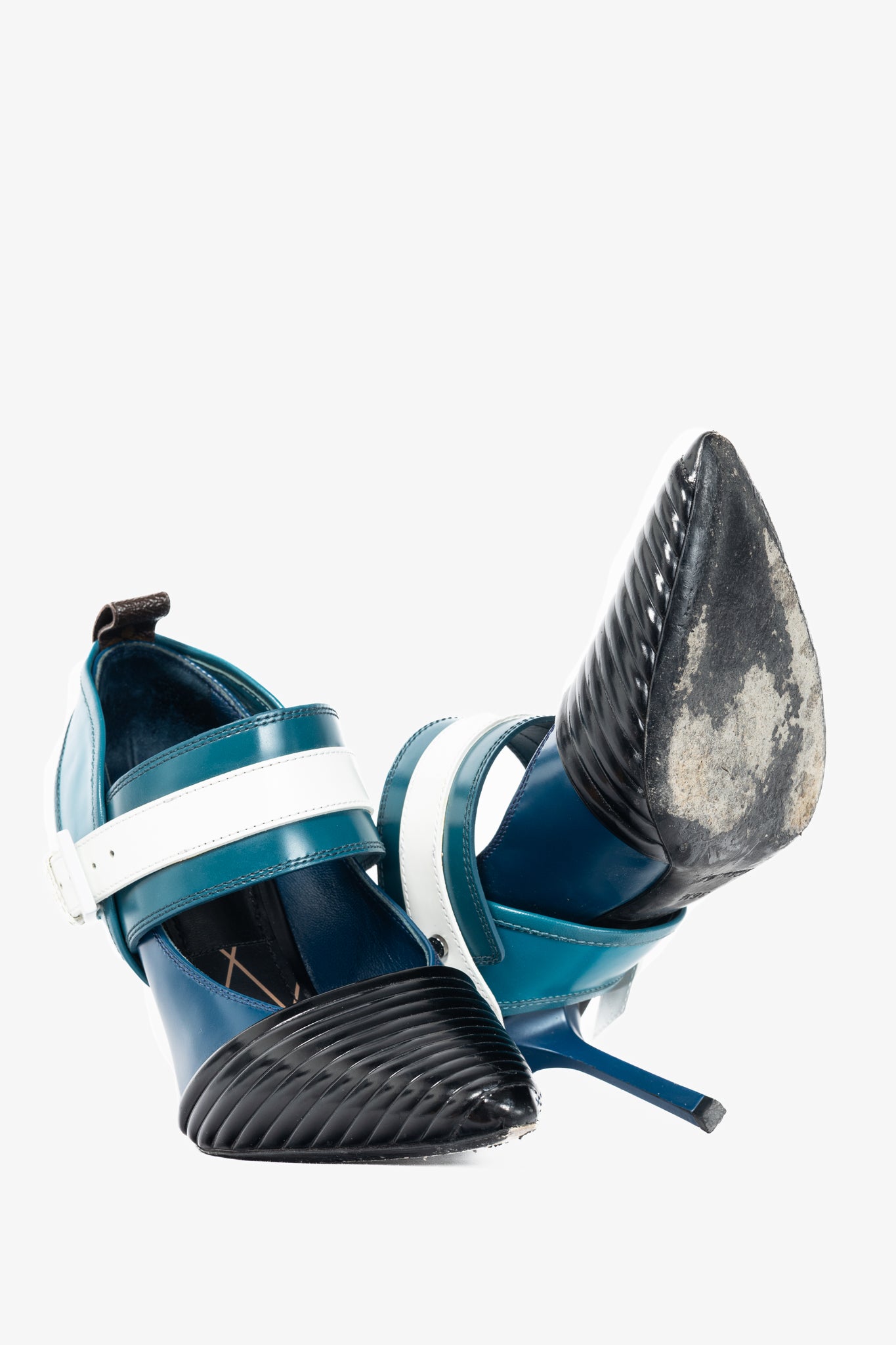 Louis Vuitton AW15 Runway Blue & Black Colourblock Mary Jane Heels
