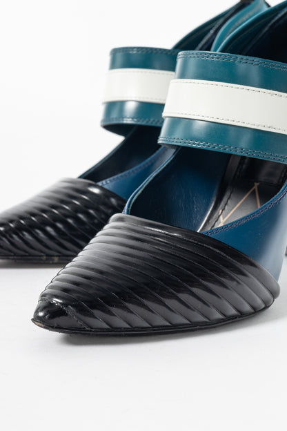 Louis Vuitton AW15 Runway Blue & Black Colourblock Mary Jane Heels