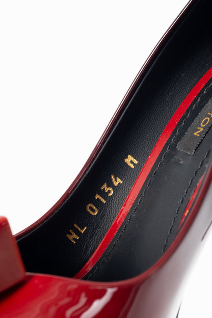 Louis Vuitton Gossip Red & Black Ombre Patent Leather Cube Heels