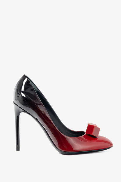 Louis Vuitton Gossip Red & Black Ombre Patent Leather Cube Heels