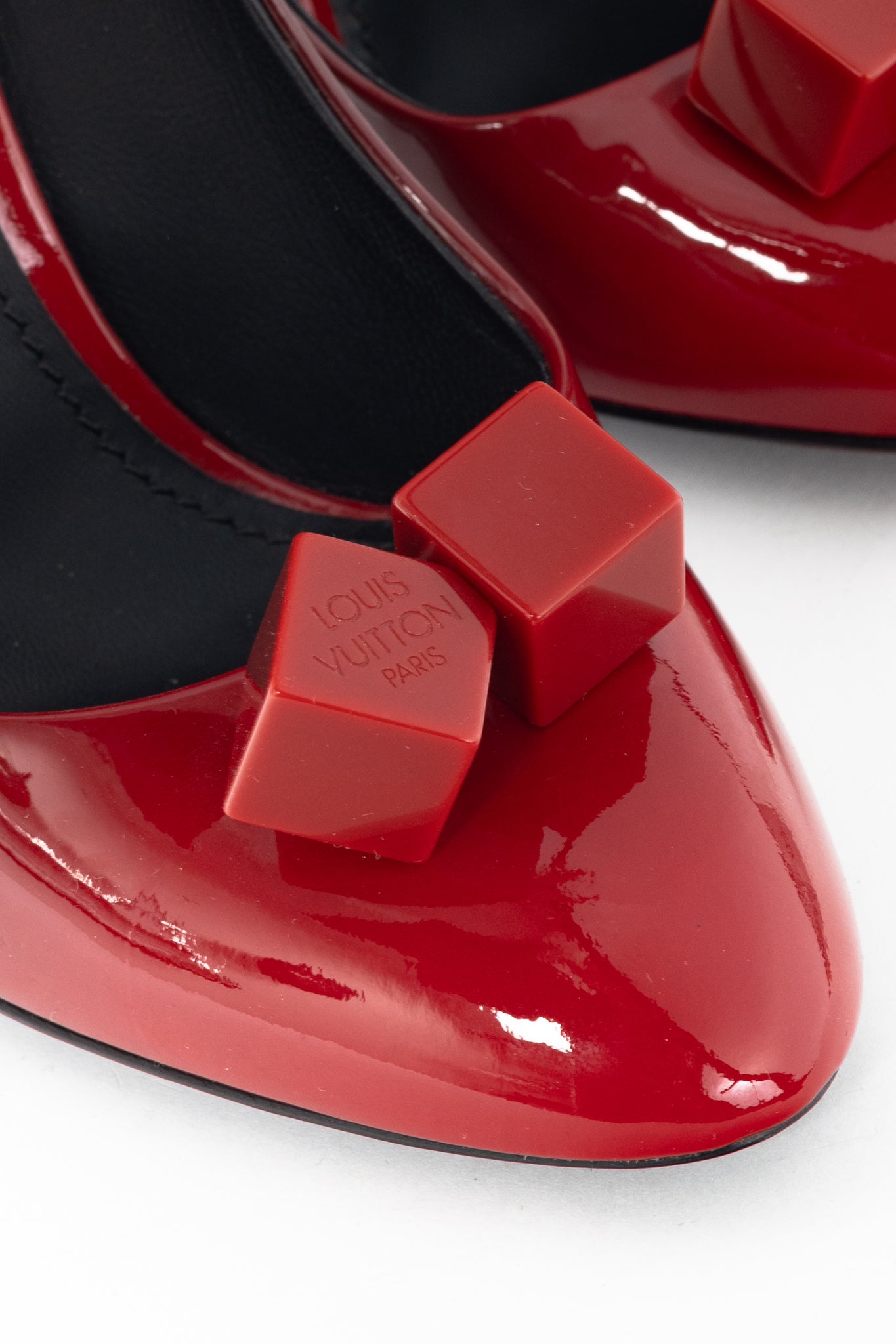 Louis Vuitton Gossip Red & Black Ombre Patent Leather Cube Heels