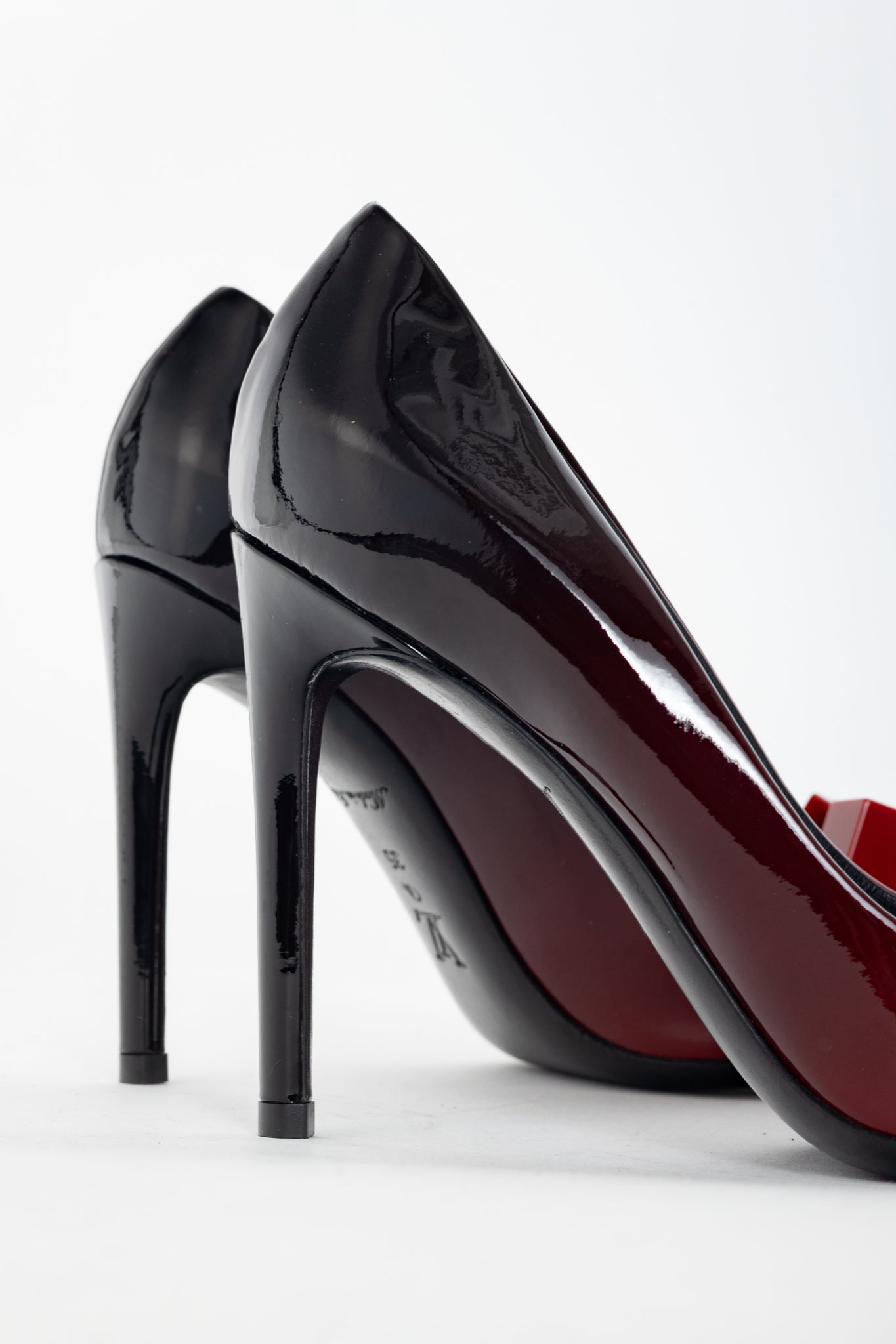 Louis Vuitton Gossip Red & Black Ombre Patent Leather Cube Heels