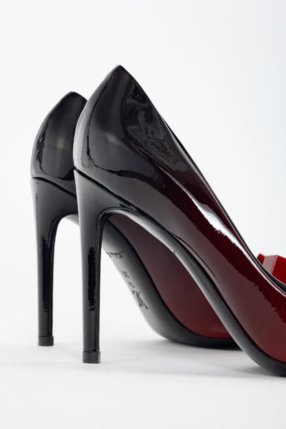 Louis Vuitton Gossip Red & Black Ombre Patent Leather Cube Heels