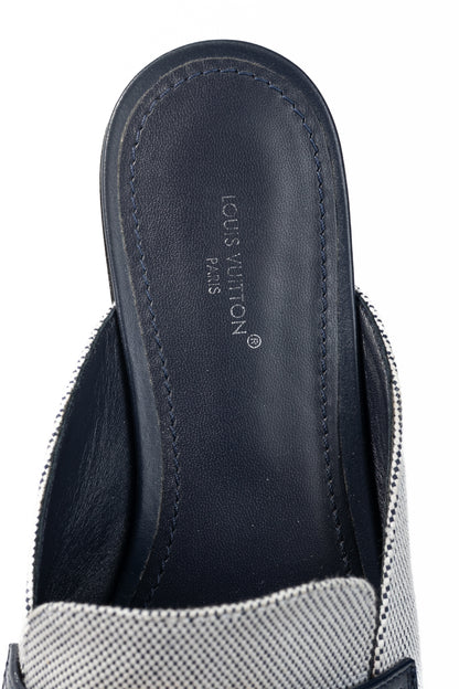 Louis Vuitton LV Mare White & Navy Open Back Loafers