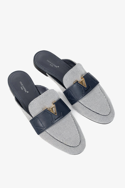 Louis Vuitton LV Mare White & Navy Open Back Loafers