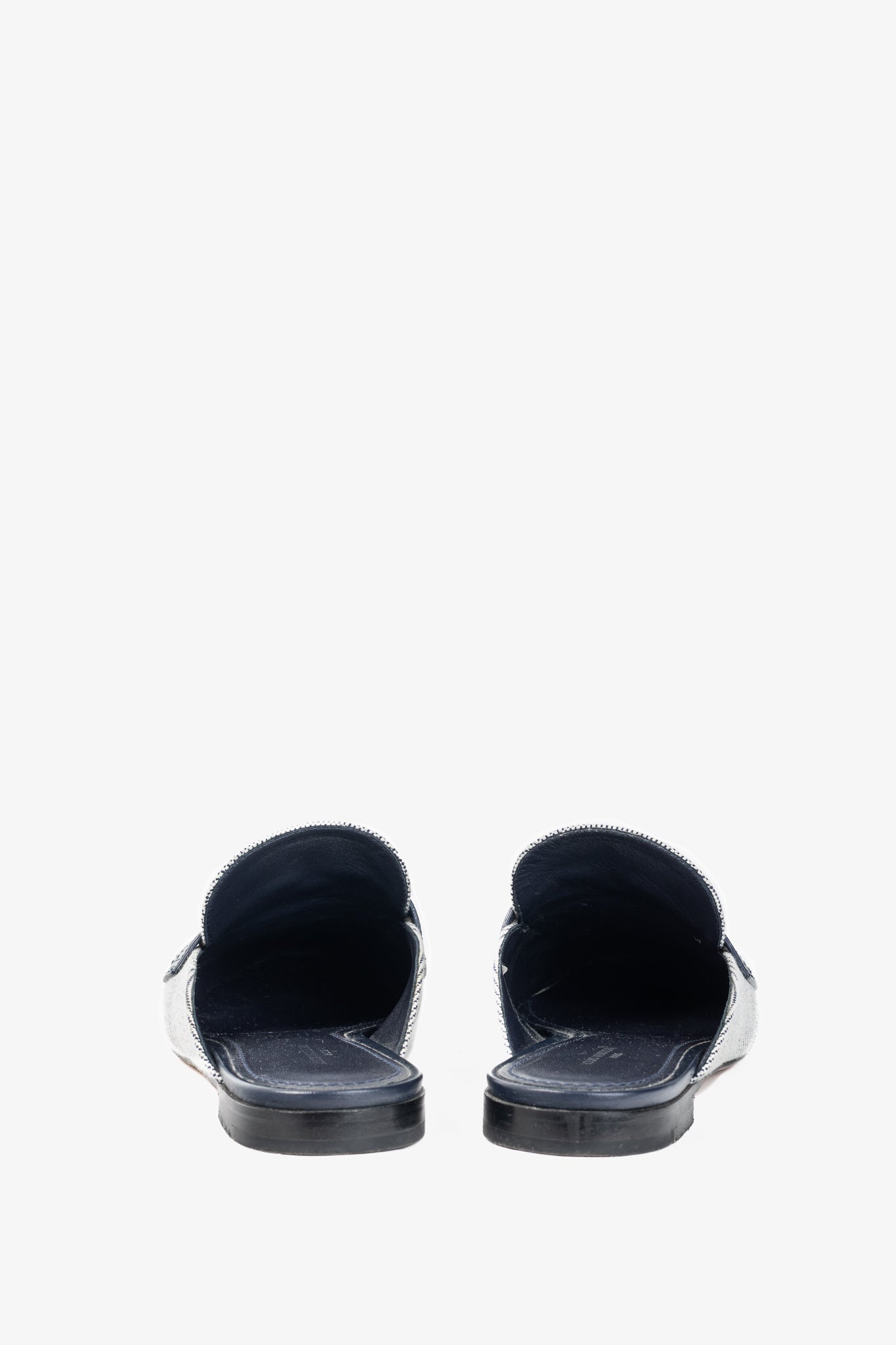 Louis Vuitton LV Mare White & Navy Open Back Loafers