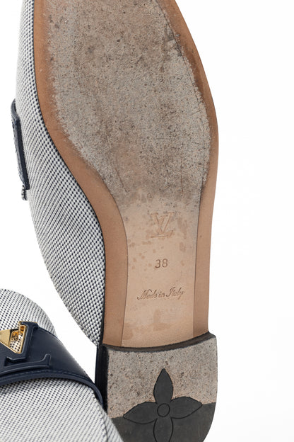Louis Vuitton LV Mare White & Navy Open Back Loafers