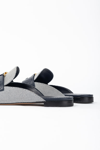 Louis Vuitton LV Mare White & Navy Open Back Loafers